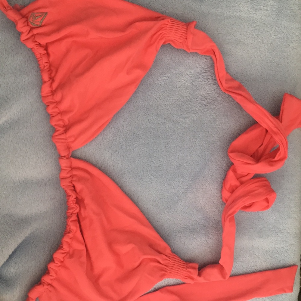 Bright Salmon Pink Bikini Top. Size L